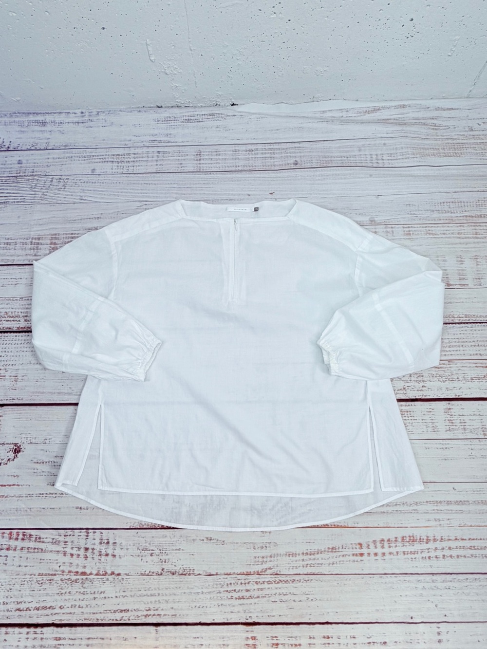 Elaine Kim Size Small White Cotton Zipper Front Blouse - Picture 9 of 12